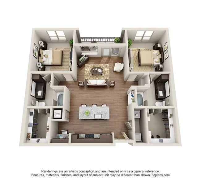 Two Bedroom Two Bath - B1 5165 floor plan